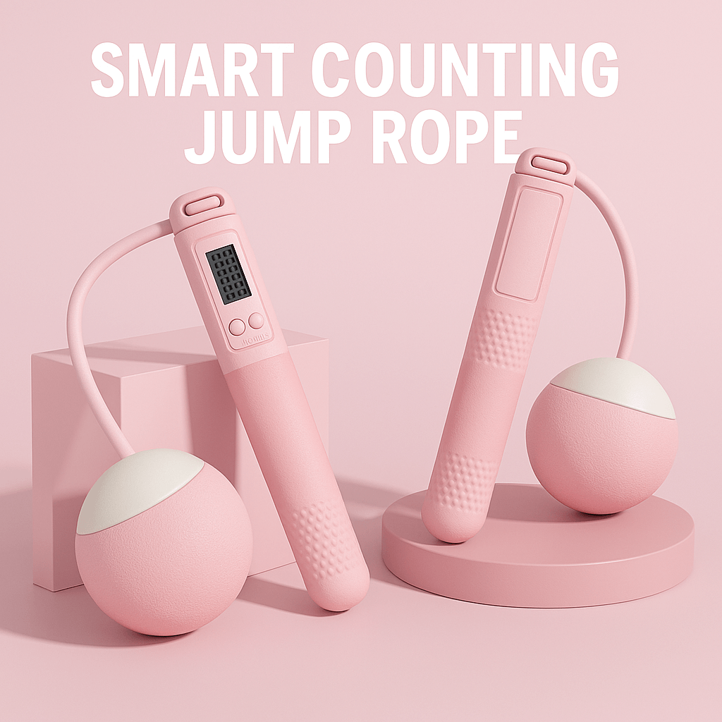 PulseCount Rope Pro - Smart Counting Jump Rope for fitness and workout with a sleek pink design.