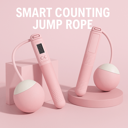 PulseCount Rope Pro - Smart Counting Jump Rope for fitness and workout with a sleek pink design.